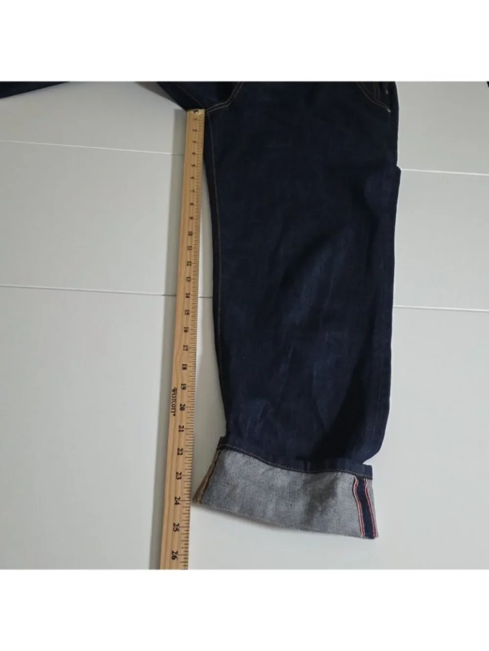 Topshop Moto Selvedge Denim Overalls Womens US 8 Navy Rigid Italy Preppy Grunge - Picture 7 of 16